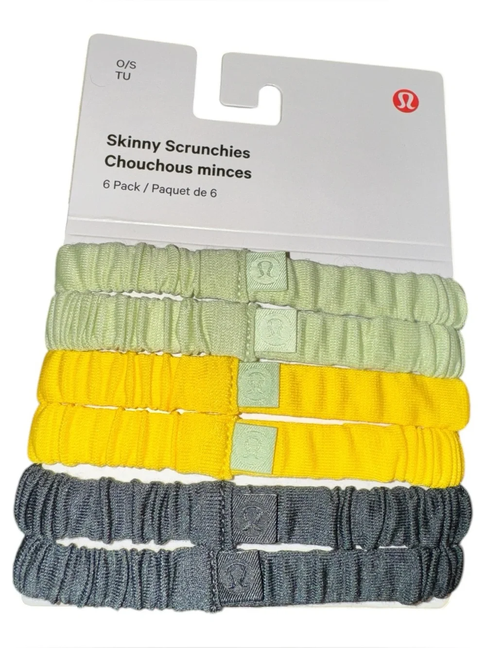 lululemon athletica Skinny Scrunchies 6-Pack in Light Green, Yellow, Charcoal